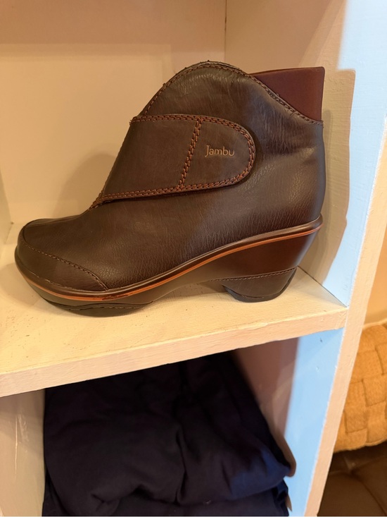 Jambu Shoes - Jambu Dark Brown Leather Wedge Ankle Boot